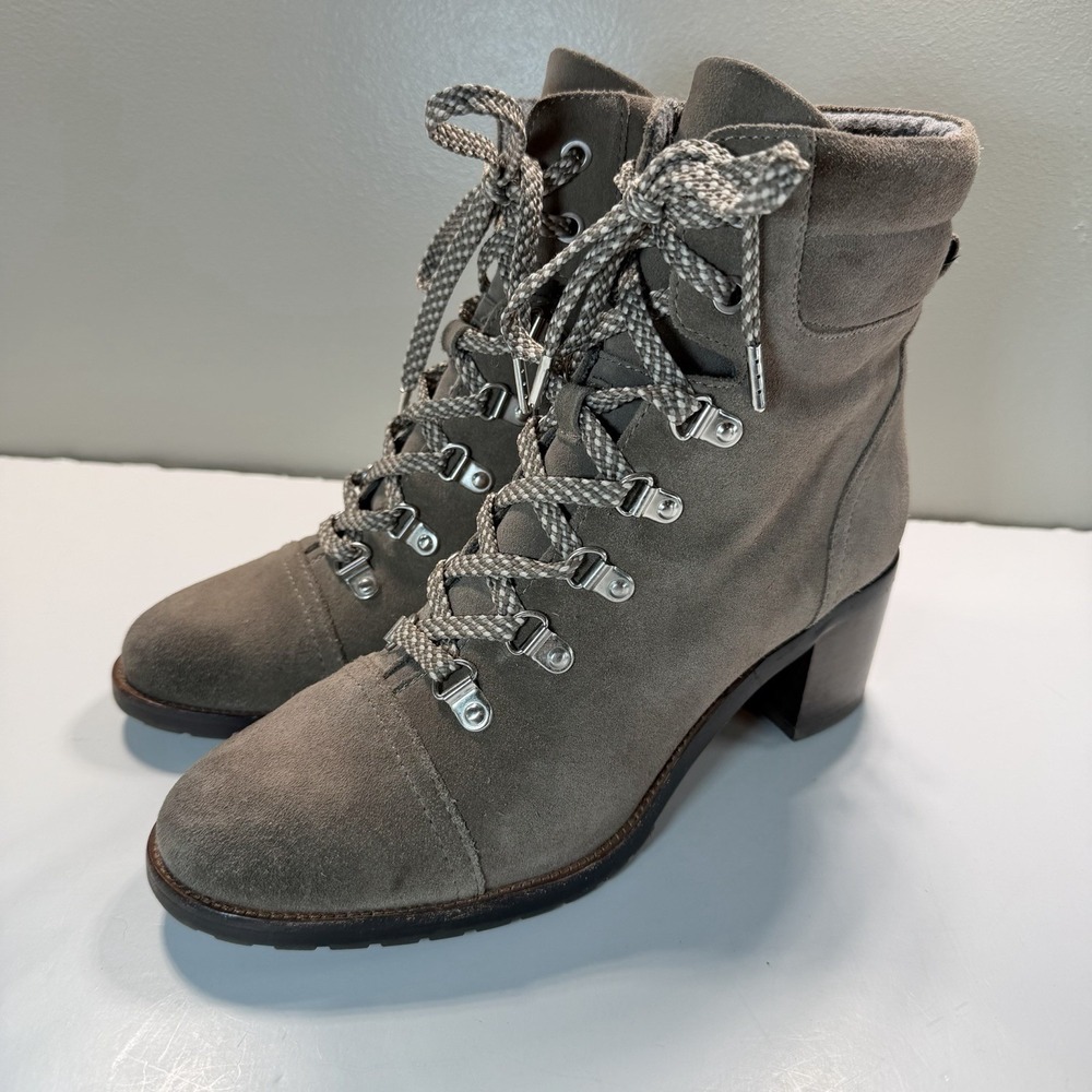 Sam Edelman Women's Suede Boot 8.5 Gray Lace‎ Up Leather